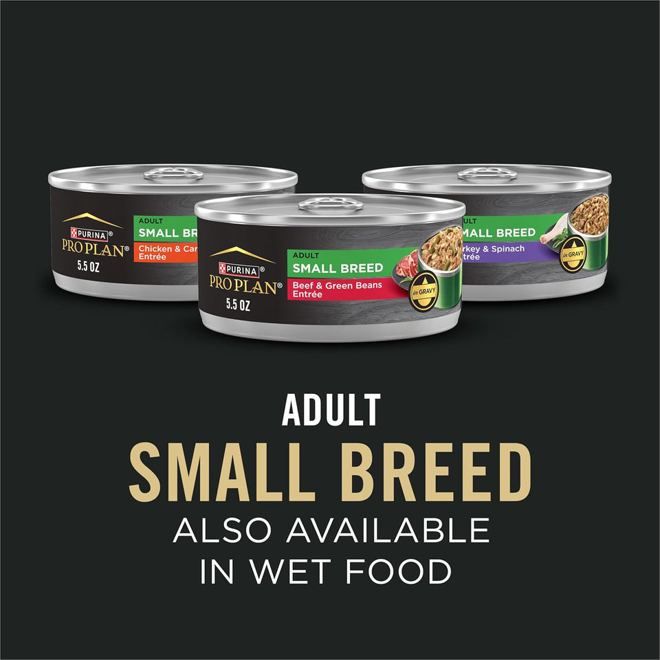 Purina Pro Plan Small Breed dry dog food for highly active dogs, shredded beef and rice formula with live probiotics, 6 lb bag
