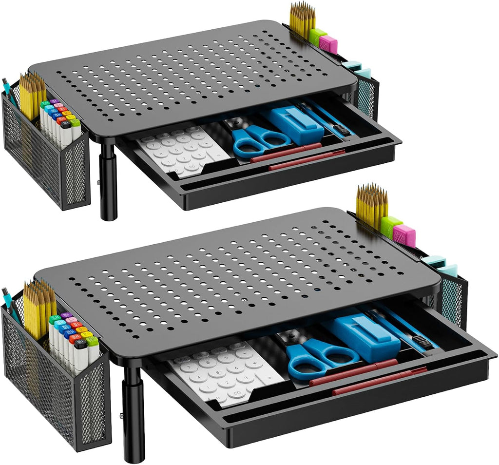 wali computer monitor stand adjustable laptop riser black 1 pack