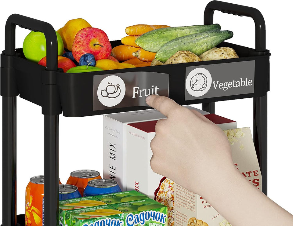 Laiensia 3-Tier Storage Carts,Multifunction Utility Rolling Cart Kitchen Storage Organizer,Mobile Shelving Unit Cart with Lockable Wheels for Bathroom,Laundry,Living Room,With Classified Sticker,Black