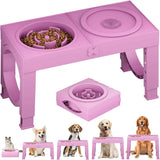 XIAZ Elevated Dog Bowls Large Breed Raised Dogs Bowl Stand Large/Medium Sized Dog 1L Food Water Bowl Stands 5 Heights Adjustable 9/11/12/14in Black Pet Feeder Dish Station