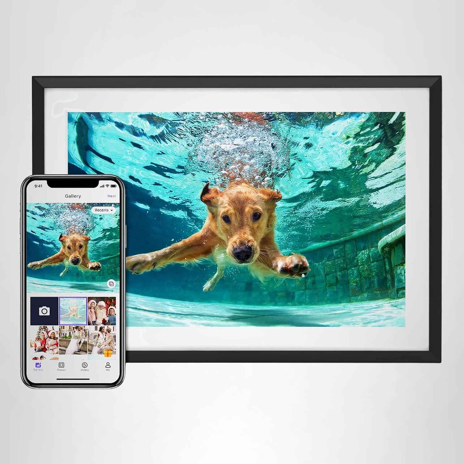 10.1'' digital picture frame with 32gb storage and 1280x800 ips touchscreen for sharing photos and videos