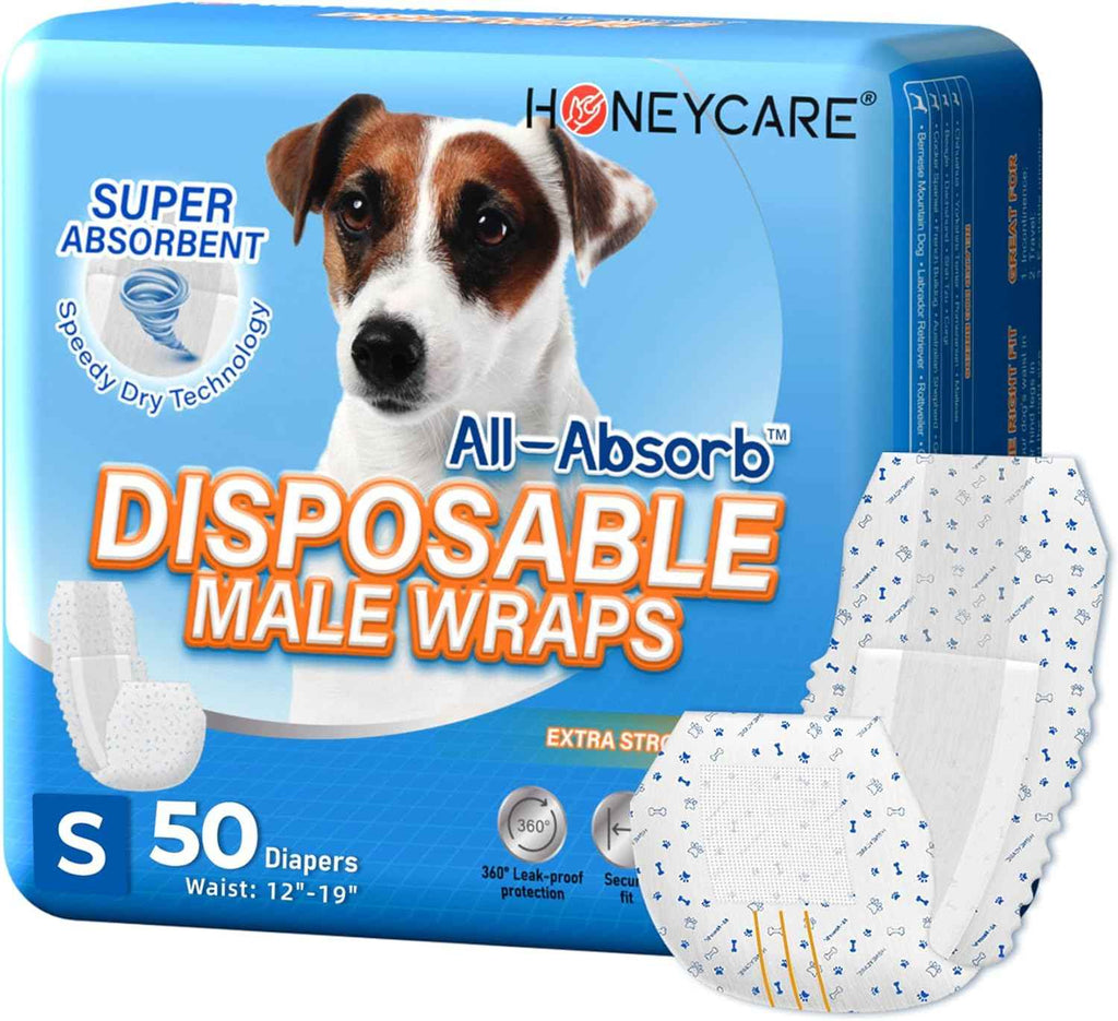 Honey Care all-absorb a26 small male dog wraps, 50 count, designed for small dogs