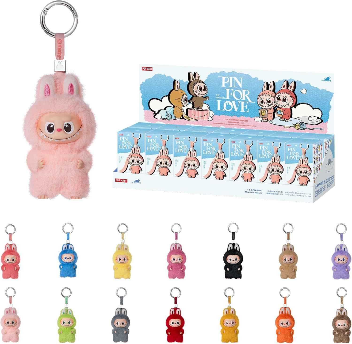 POP MART The Monster Pin for Love Series (A–M) Mini Labubu Doll Blind Box Keychain – Vinyl Plush Pendant, Bag Charm, Collectible Holiday & Birthday Gift for Kids & Adults, Single Box
