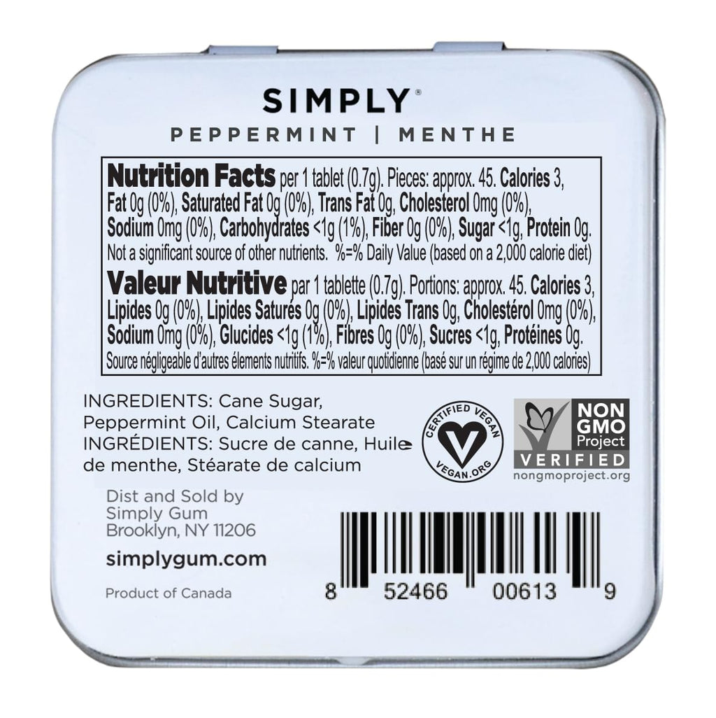 Simply Mints Natural Peppermint Breath Mints, 6 pack with 180 pieces, made with real peppermint oil and no artificial ingredients