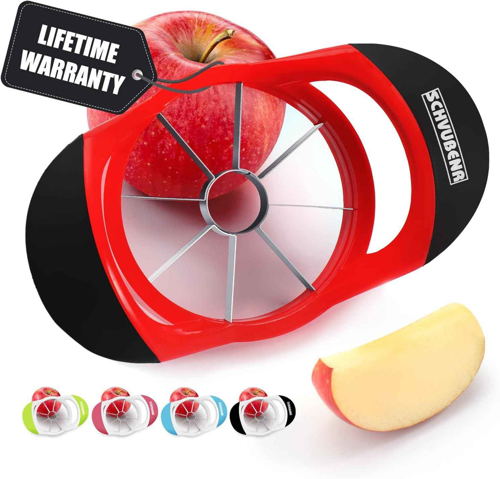 SCHVUBENR 3.5 Inch Apple Slicer - Professional Apple Cutter - Stainless Steel Apple Corer - Super Sharp Apple Slicer and Corer - Apple Tool with 8 Sharp Blades(Black)