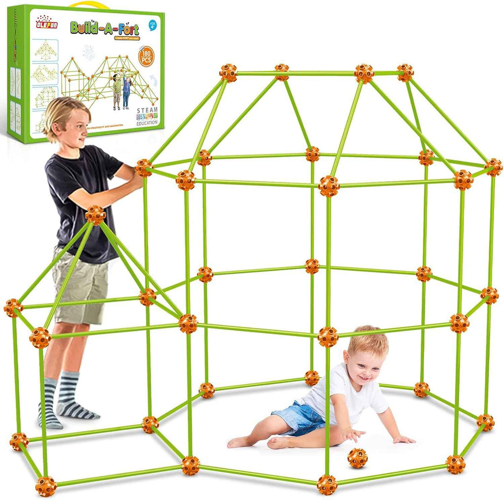 OleFun 180 Pack Fort Building Kits for Kids 4, 5, 6, 7, 8+ Year Old Boys & Girls, Creative STEM Building Toys for DIY Castles, Tunnels, Play Tent, Ideal Gifts for Aged 5-8