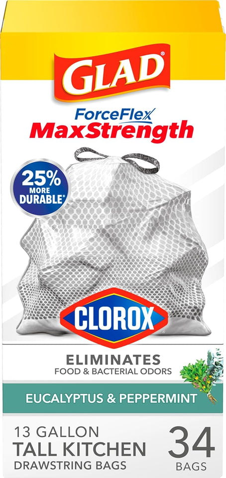 Glad Tall Kitchen Trash Bags 13 Gallon, MaxStrength Cherry Blossom Garbage Bags, Drawstring, 90 Count - ShopUS