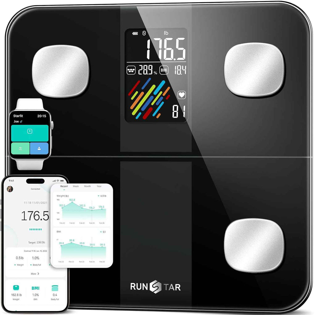 RunStar Smart Scale for Body Weight and Fat Percentage, High Accuracy 400lb Capacity Digital Bathroom Scale with Large Display
