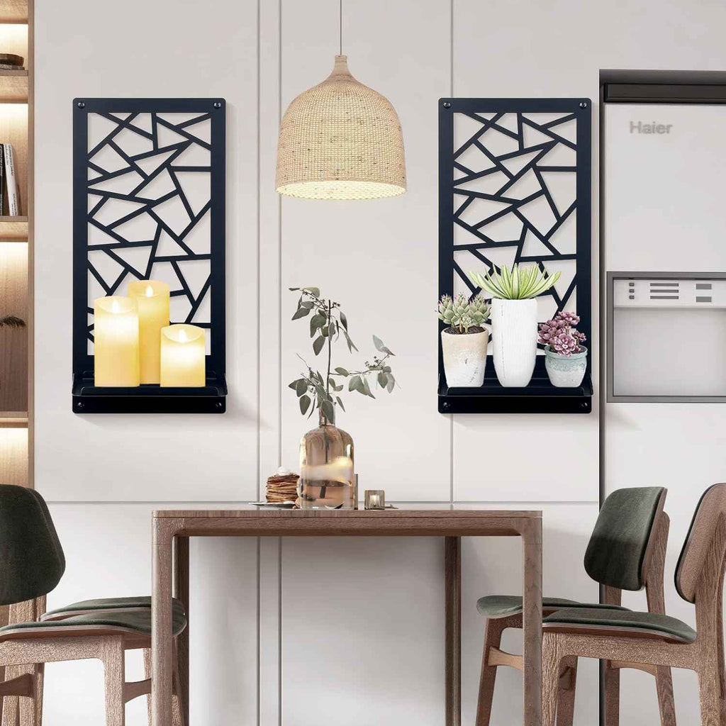 2Pcs Black Metal Wall Art Decor Farmhouse Black Candle Holder Minimalist Wall Art Retro Bathroom Decor Rustic Wall Decoration for Bathroom Living Room Bedroom (Farmhouse)