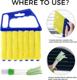 4Pcs Window Venetian Blind Cleaner Duster Tool,Washable 7 Fingers Dusting Cleaner and Air Vent Cleaner,Shutter Brush,Blinds Air Conditioner Keyboard Fan Duster Dirt Housekeeping Tool