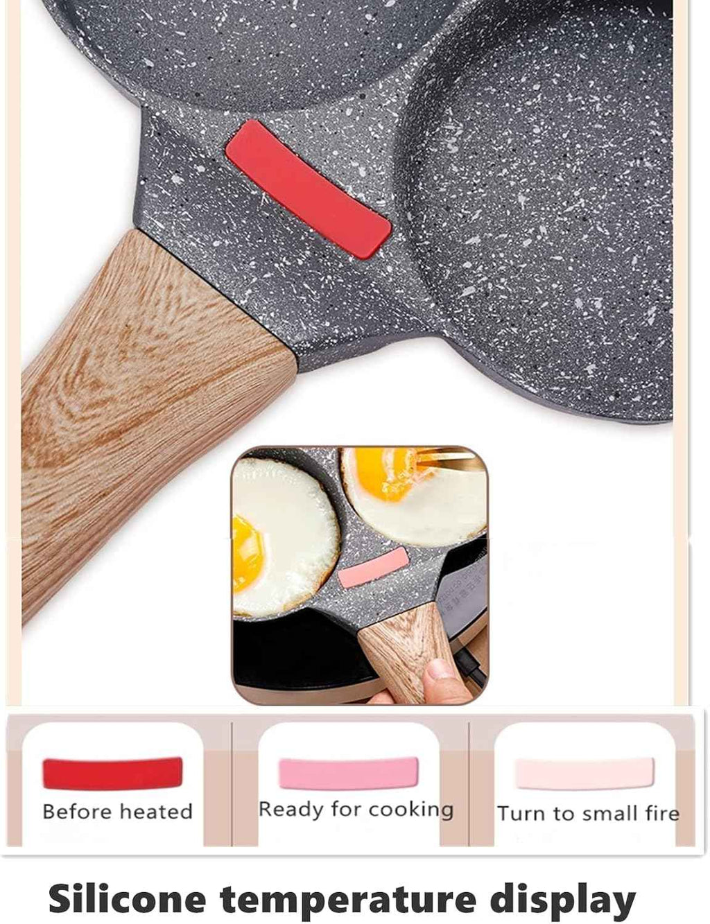 HUPECHAM 4-Cup Nonstick Egg Pan with Granite Coating for Gas Stove and Induction Cooktop
