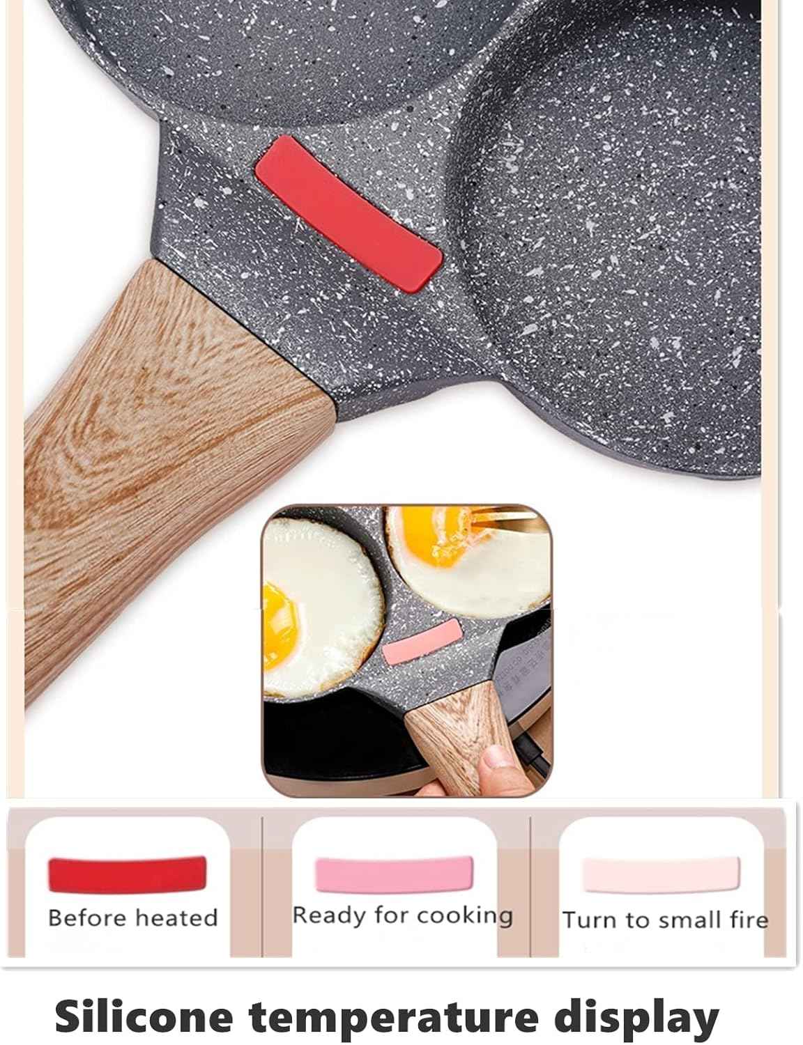 HUPECHAM 4-Cup Nonstick Egg Pan with Granite Coating for Gas Stove and Induction Cooktop
