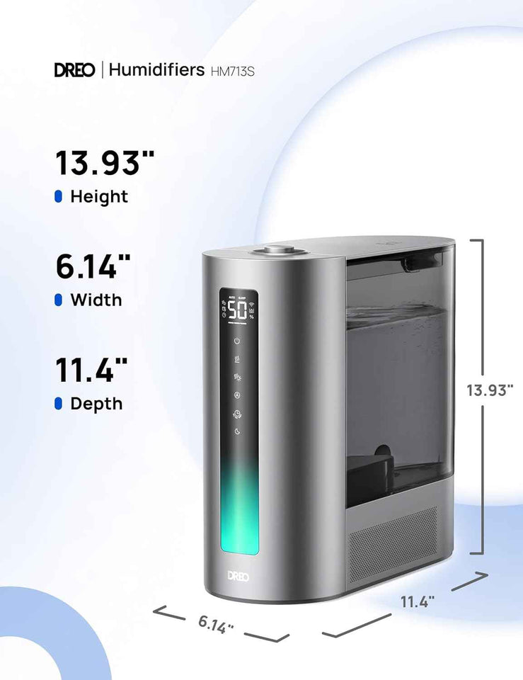 DREO 6L Humidifiers for Bedroom, Smart Warm & Cool Mist for Large Room, 60Hr Quiet Runtime for Baby, Plant, Humidity Sensor, Indicator Light, 12H Timer, Google/Alexa, HM713S