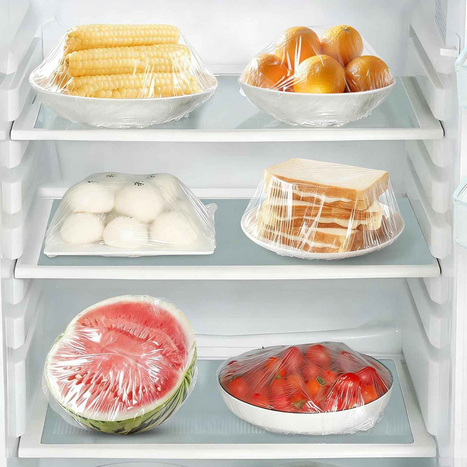 Homelove 100pcs Plastic Bowl Covers Food Cover Dish Covers, Reusable Elastic Stretch Fresh Keeping Bags, Kitchen Dining Plate Bread Proofing Food Storage Covers, Universal Kitchen Plastic Wrap