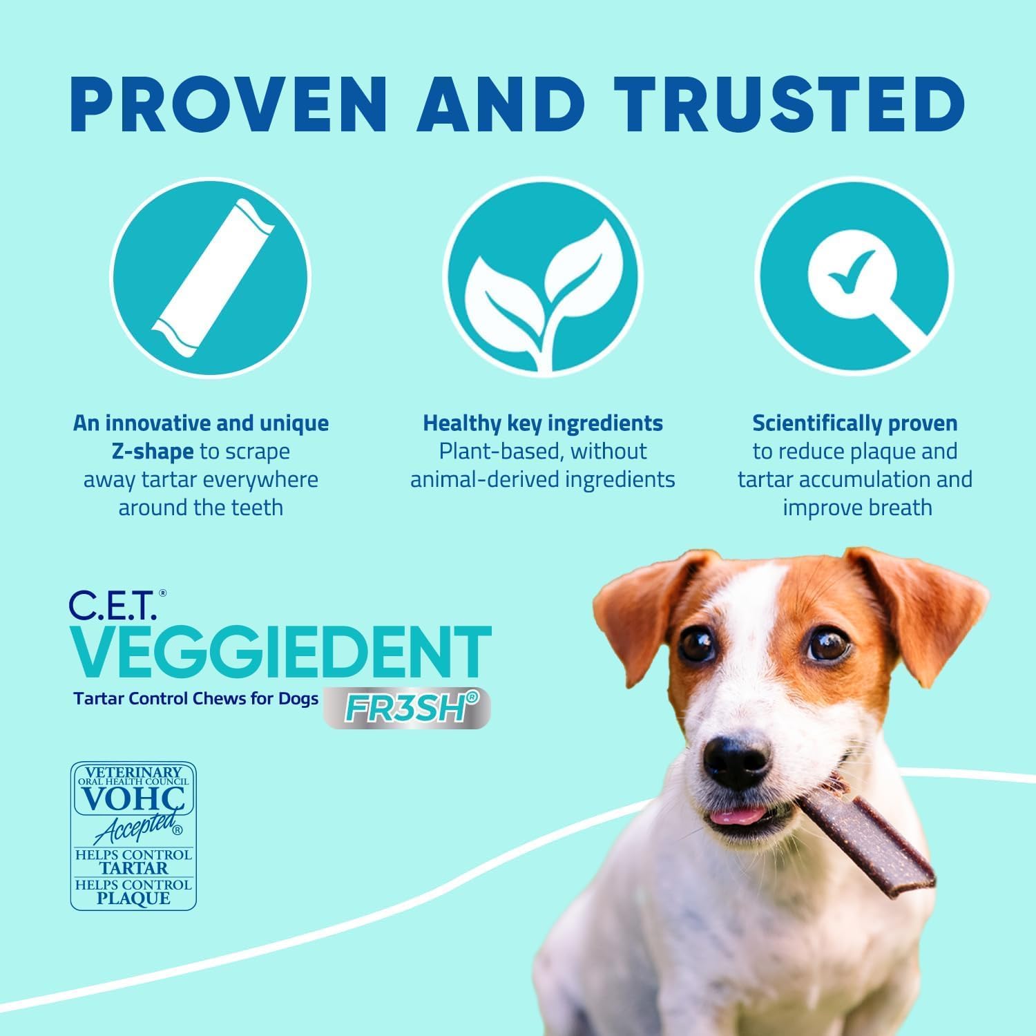 Virbac C.E.T. VEGGIEDENT FR3SH Tartar Control Chews for Medium Dogs, Beef, 1.6 Pounds