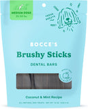 Bocce's Bakery Dailies Brushy Sticks for Medium Dogs, Wheat-Free, All-Natural Coconut & Mint, Baked in USA