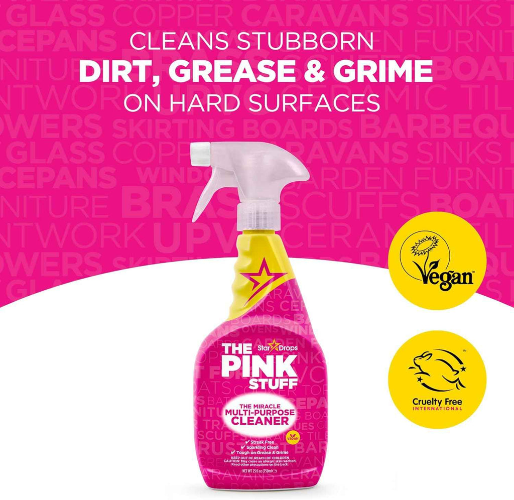 The Pink Stuff Miracle Multi-Purpose Cleaner, 25 fl Oz, removes grease, grime, and stains on kitchens, bathrooms, floors, and more
