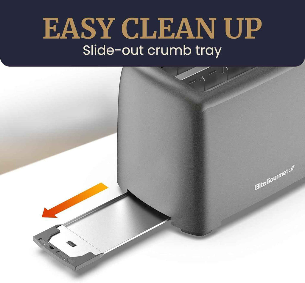 Elite Gourmet 2-Slice Cool-Touch Toaster with 6 Toast Settings, Cancel Function, and Extra-Wide Slots for Bagels, Waffles, and Muffins