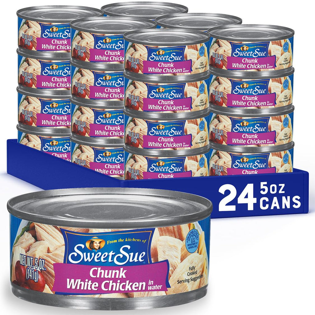 Sweet Sue Canned Chicken Breast with Rib Meat in Water, Gluten Free, Keto Friendly, 11g Protein per Serving, 5 oz (Pack of 24)