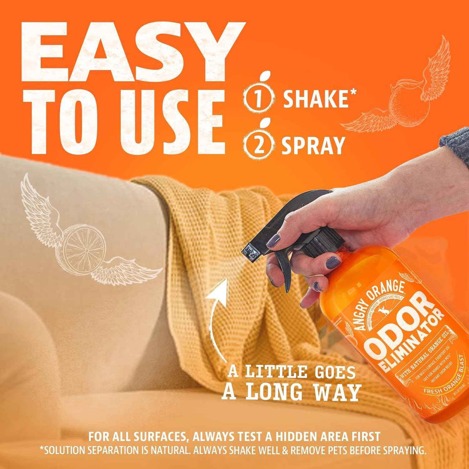 Angry Orange Pet Odor Eliminator with Natural Orange Oil – Powerful Odor Neutralizer for Cat & Dog Urine, Litter Box, Carpet, Furniture, Hard Floors - No Harsh Chemicals - Citrus Scent, 24 oz