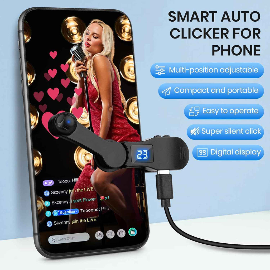 Auto Clicker for iPhone iPad Apps, Fast Click Simulation Finger Continuous Click for Game, Live Broadcasts Likes (Black)