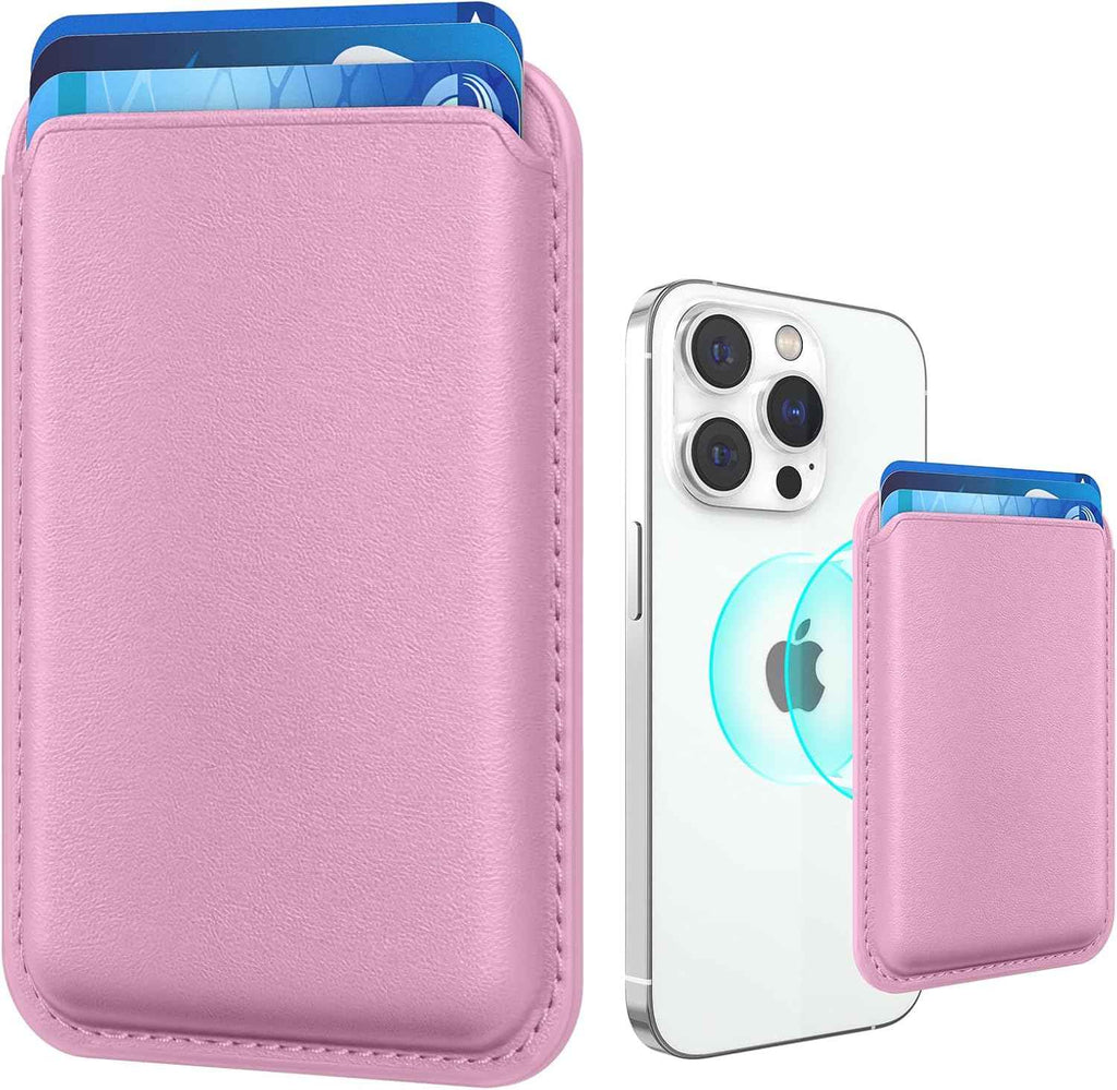 Stronger Magnetic RFID Leather Mag-Safe Card Holder for iPhone 16 Series, Mag-Safe Accessories Stick on Series of iPhone 17/16/15/14/13/12 and Pro/Promax, Black