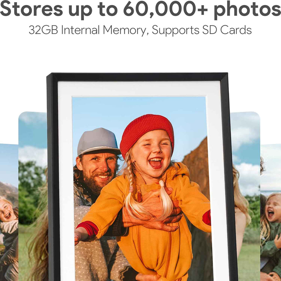 10.1'' Digital Picture Frame with 32GB Storage, Digital Photo Frame with 1280x800 IPS Touch Screen, Share Photos/Videos and Send Best Wishes via Free App