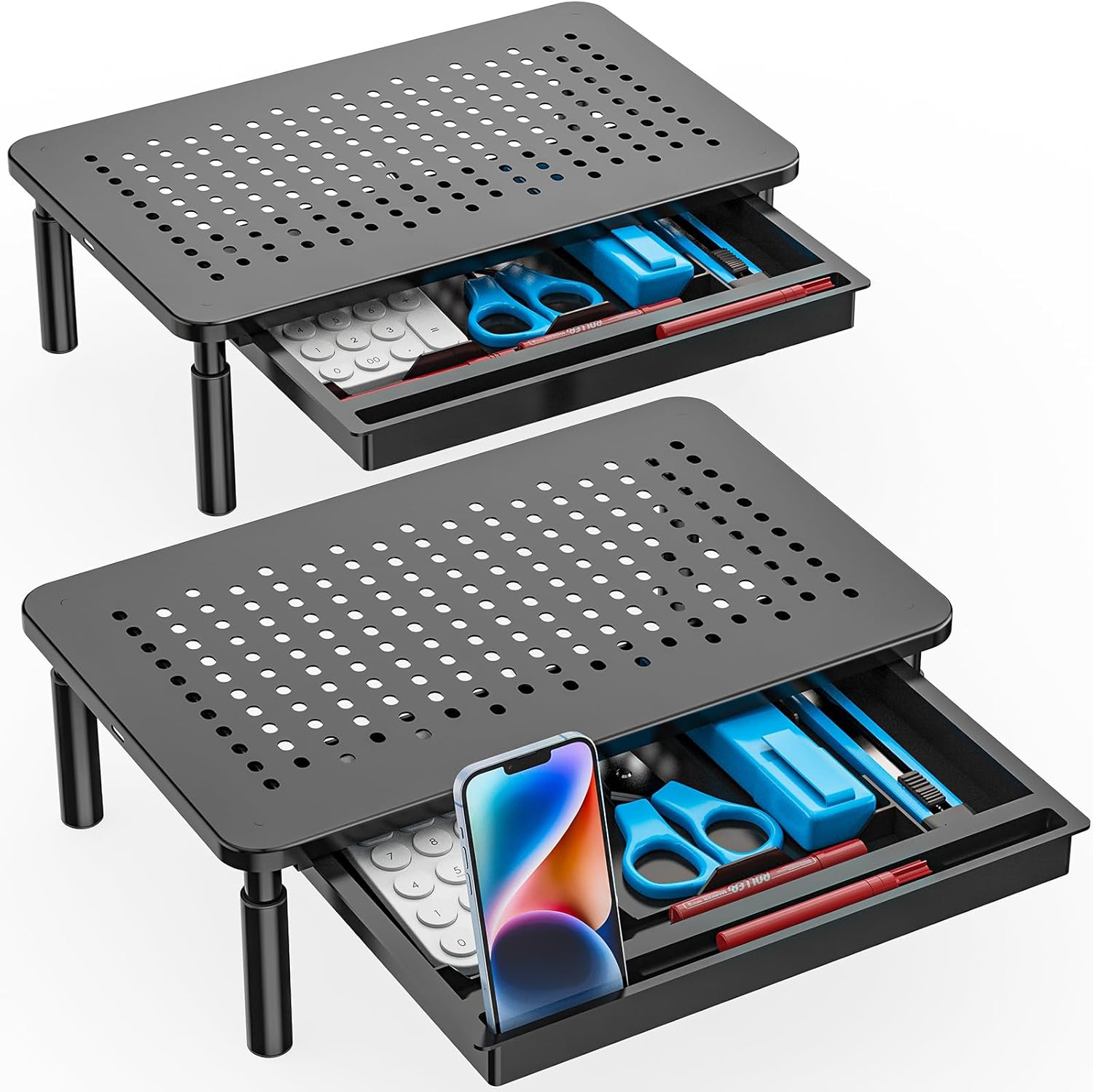 wali computer monitor stand adjustable laptop riser black 1 pack
