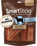 SmartBones SmartSticks with real peanut butter, rawhide-free chews for dogs, 25 count
