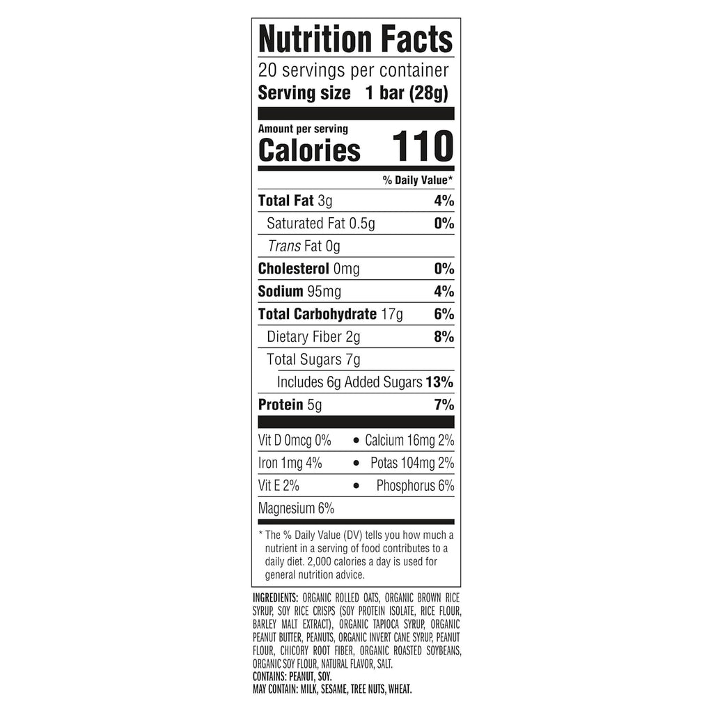 clif bar minis crunchy peanut butter 5g protein non-gmo plant based snack size 20 pack