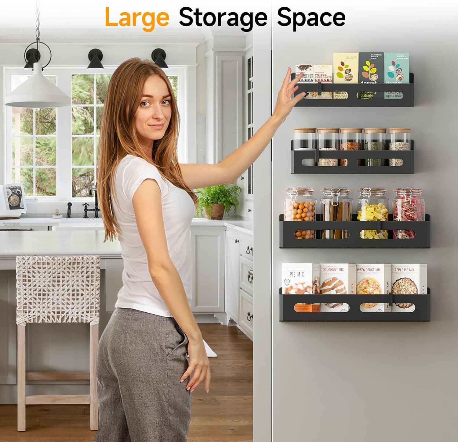 4 Pack Magnetic Spice Rack for Refrigerator, Moveable and Easy to Clean