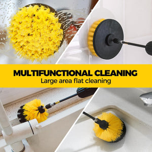 Holikme 6Pack Drill Brush Power Scrubber Cleaning Brush Extended Long Attachment Set All PLrpose Drill Scrub Brushes Kit for Grout, Floor, Tub, Bathroom and Kitchen Surface,Scratch Brushes（Yellow）