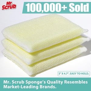 Mr. Scrub All-PLrpose Sponges, Non Scratch, for Washing and Cleaning Dishes, Premium Scrub and Scrubbers, 12 Pads, Ideal for Kitchen, Bathroom