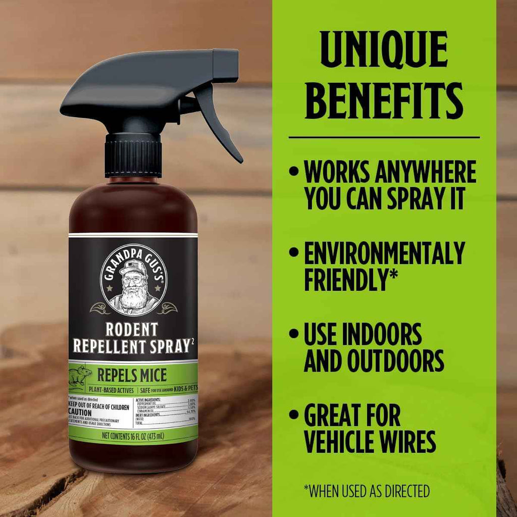 grandpa gus's rodent repellent spray, 16 fl oz, peppermint & cinnamon oil, natural pest control, mouse & rat prevention