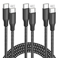KYEHD 3-pack 10FT 60W fast charging USB-C cables for iPhone 17/16/15, iPad, MacBook, CarPlay and more, grey and white