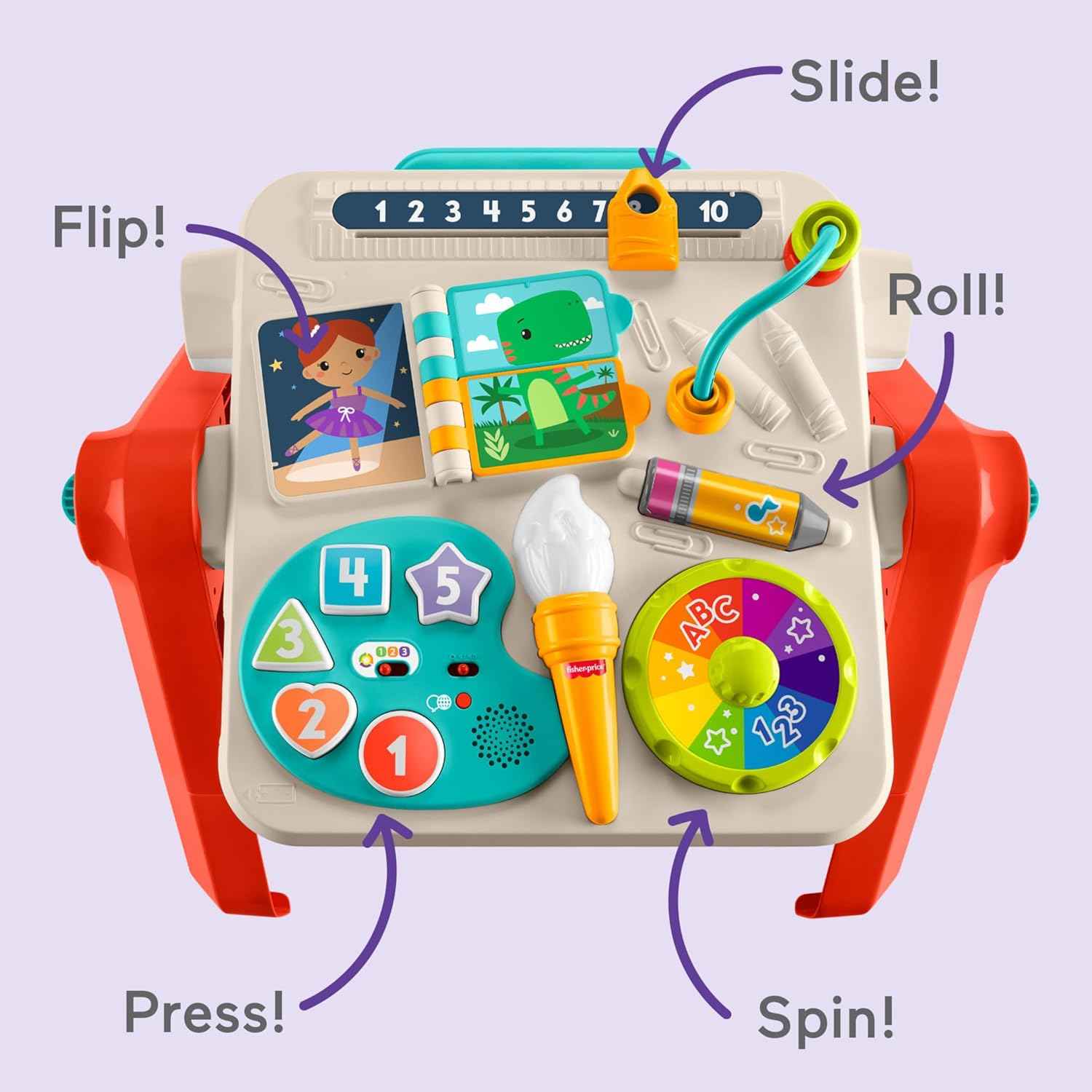 Fisher-Price Laugh & Learn 4-in-1 Activity Table & Art Easel for ages 6+ months with multilanguage support