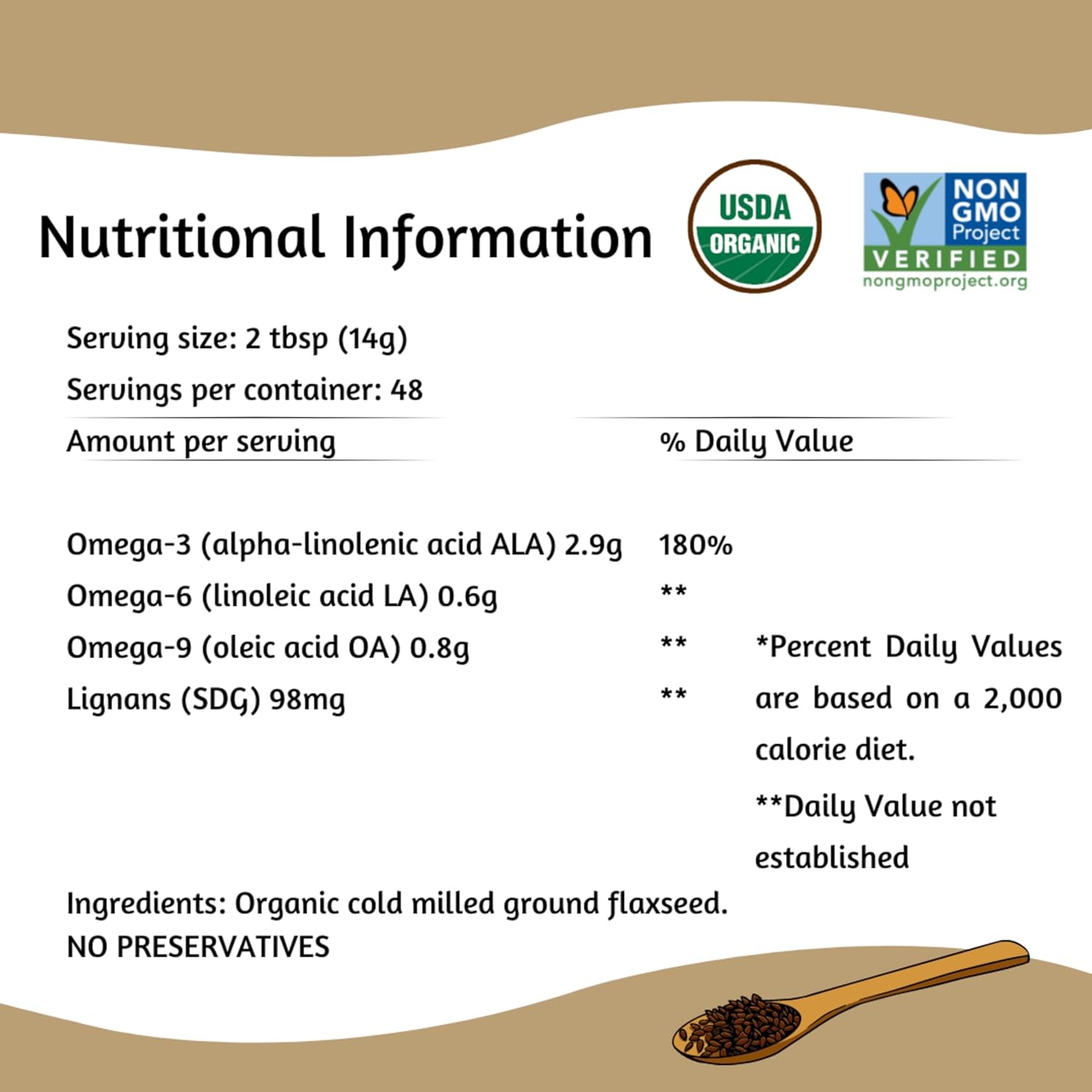 Spectrum Essentials 24 Oz Organic Ground Flaxseed, Gluten Free, Non-GMO and High in Omega-3 ALA Fatty Acids
