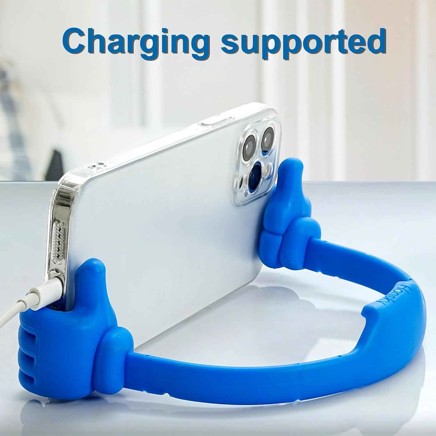 HONSKY Thumbs-Up Phone Stand for Tablets, E-Readers and Smart Phones – Green/Purple – 2 Count