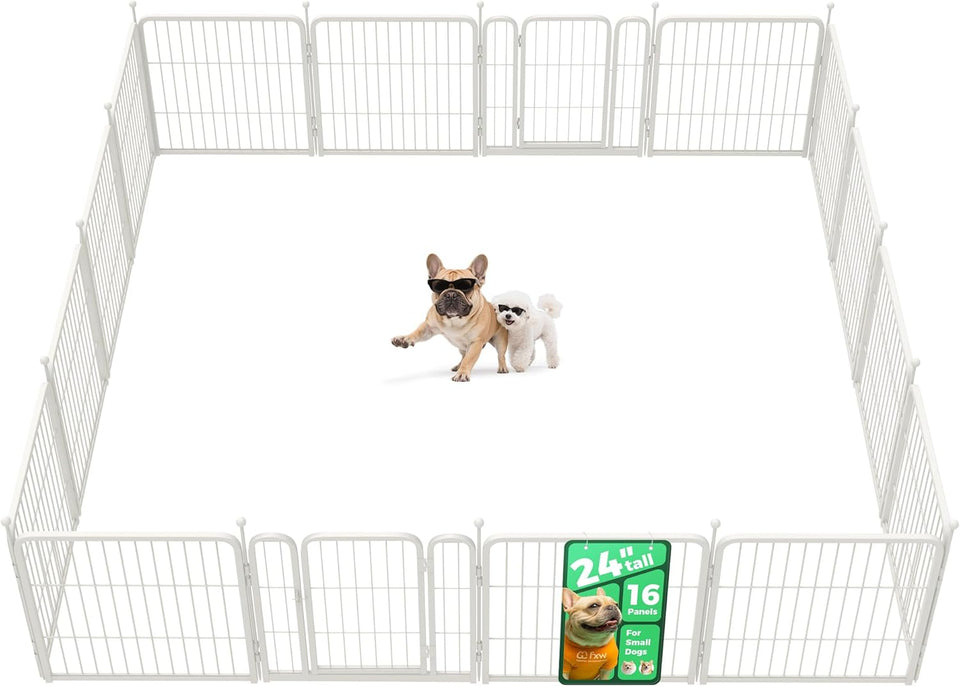 fxw rollick unleashed dog playpen for indoor, yard, rv camping, 24 inch 8 panels for small and puppy dogs, black