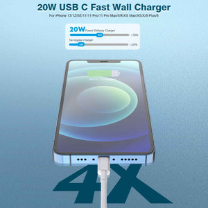 20w lightning iphone charger, extra long 10ft 2pack usb c to lightning cable for iphone 14 pro max and more