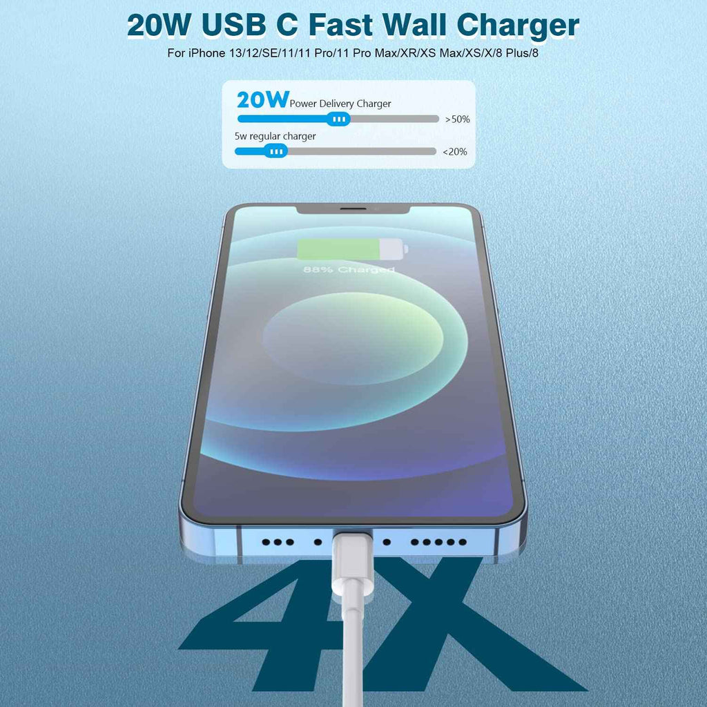 20w lightning iphone charger, extra long 10ft 2pack usb c to lightning cable for iphone 14 pro max and more