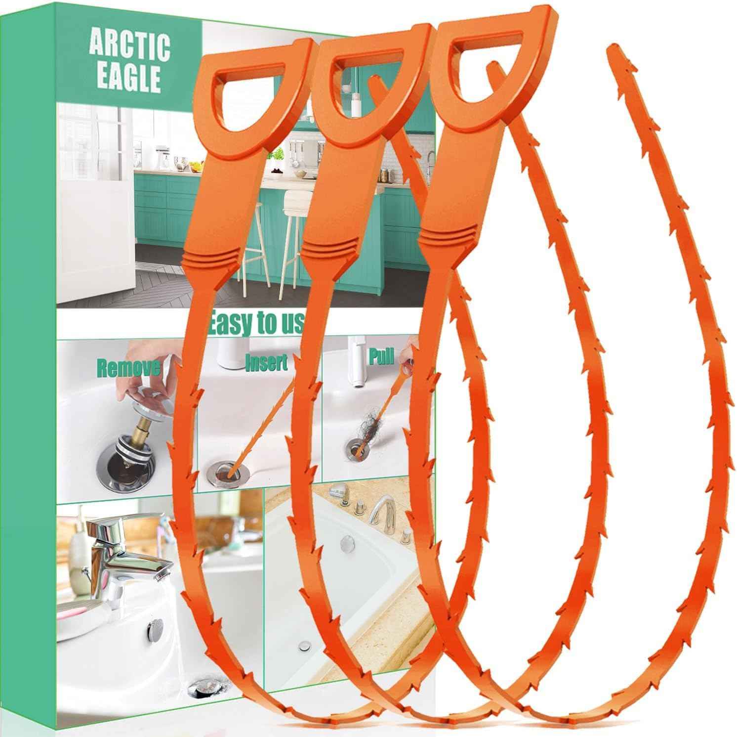 Polypropylene Drain Snake Shower Unclogger Tool 3 Pack Exquisite Packaging
