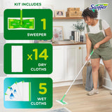 Swiffer Sweeper 2-in-1 Mops for Floor Cleaning, Dry and Wet Multi Surface Floor Cleaner, Sweeping and Mopping Starter Kit, Includes 1 Mop + 19 Refills, 20 Piece Set - ShopUS