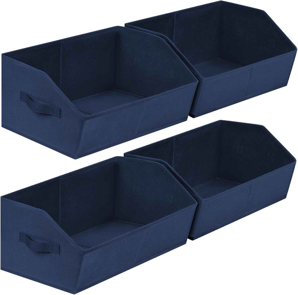 Closet Organizers Bins 6 Packs - Large Closet Shelf Organizer with Handles, Fabric Trapezoid Storage Bins, Collapsible Storage Cubes for Clothes, Towels, Light Gray