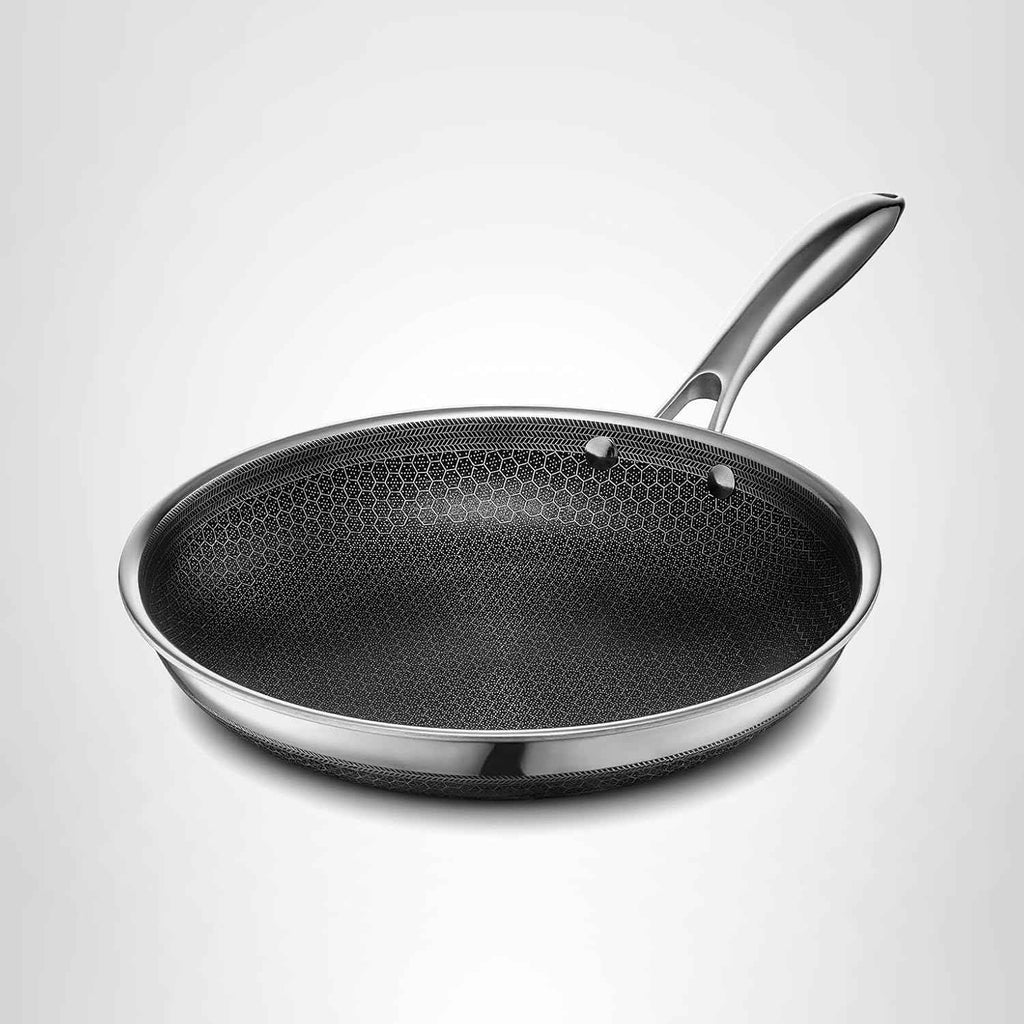 HexClad Hybrid Nonstick 8-Inch Frying Pan with Tempered Glass Lid, Stay-Cool Handle, Dishwasher-Friendly, Oven-Safe Up to 900°F, Induction Ready, Compatible with All Cooktops
