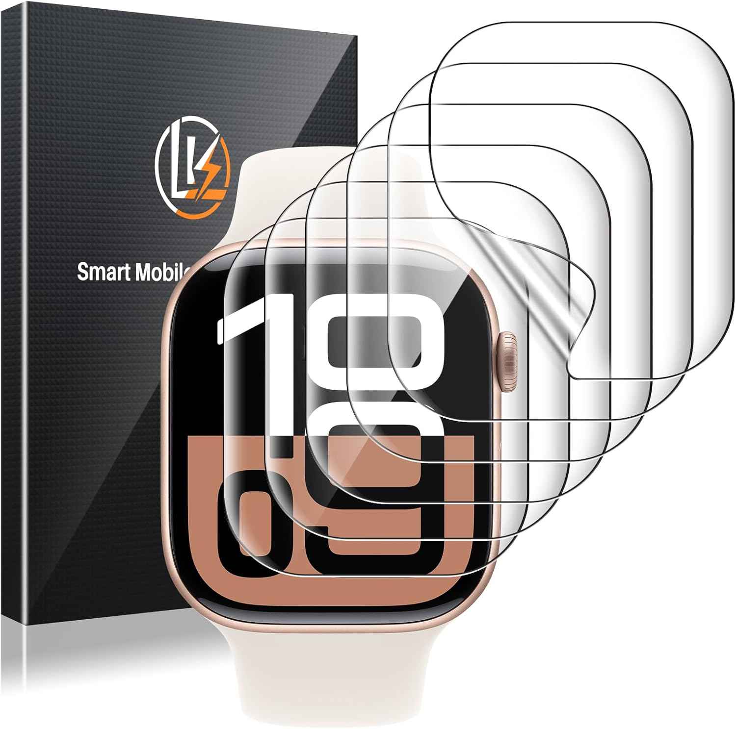 lk 6 pack anti-scratch self-healing soft tpu screen protector for apple watch series 11 10 42mm