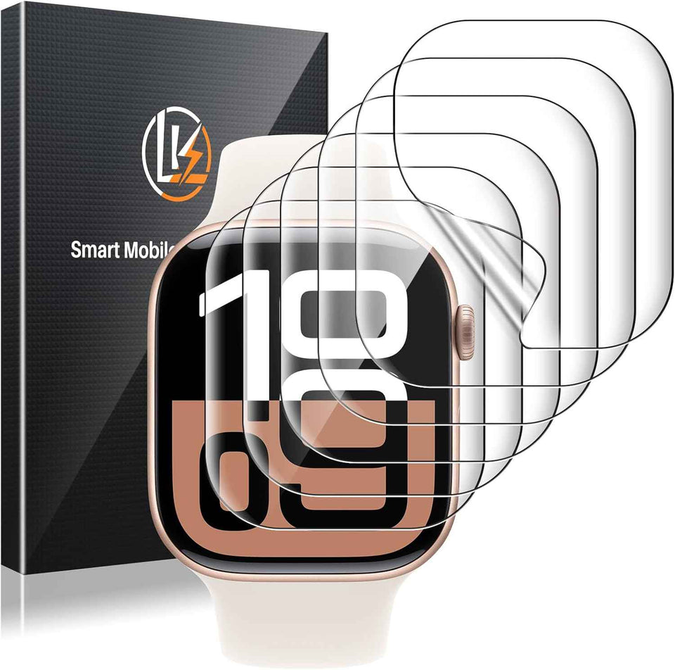 LK 6 Pack for Apple Watch Series 11/ Series 10 Screen Protector 42mm - Anti-Scratch, Self-Healing Soft TPU Screen Protector for Apple Watch 42mm, Bubble Free, HD Transparent, Touch Sensitive