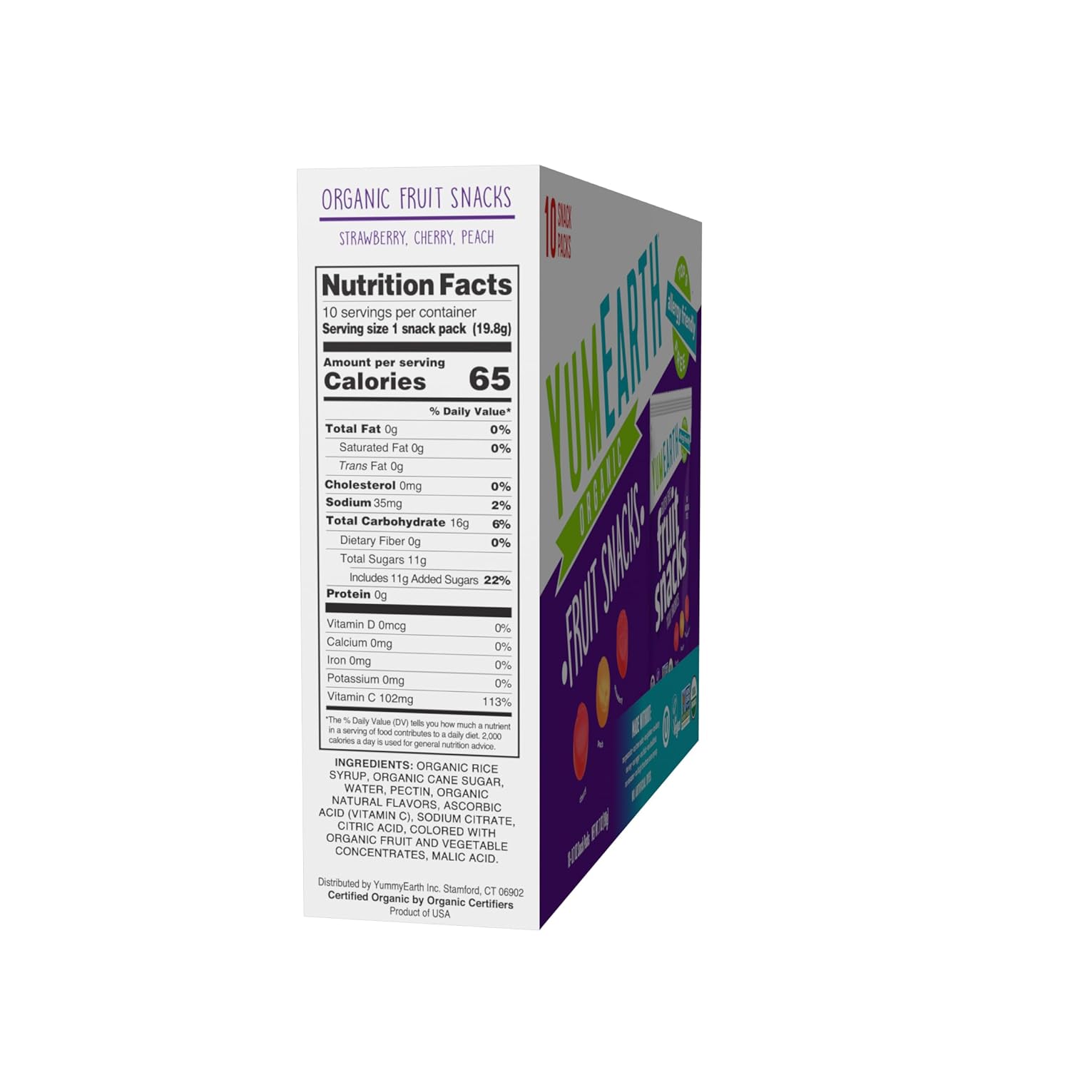 yumearth organic fruit snacks box, 0.7 ounce, pack of 10, 10 count