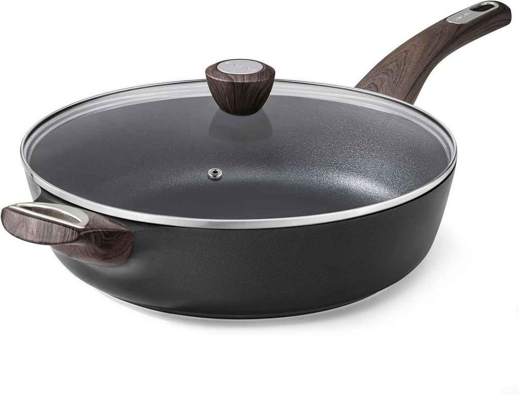 SENSARTE Nonstick 12 Inch Large Deep Frying Pan Skillet with Lid Induction Pan Healthy Non Toxic Cooking Pan