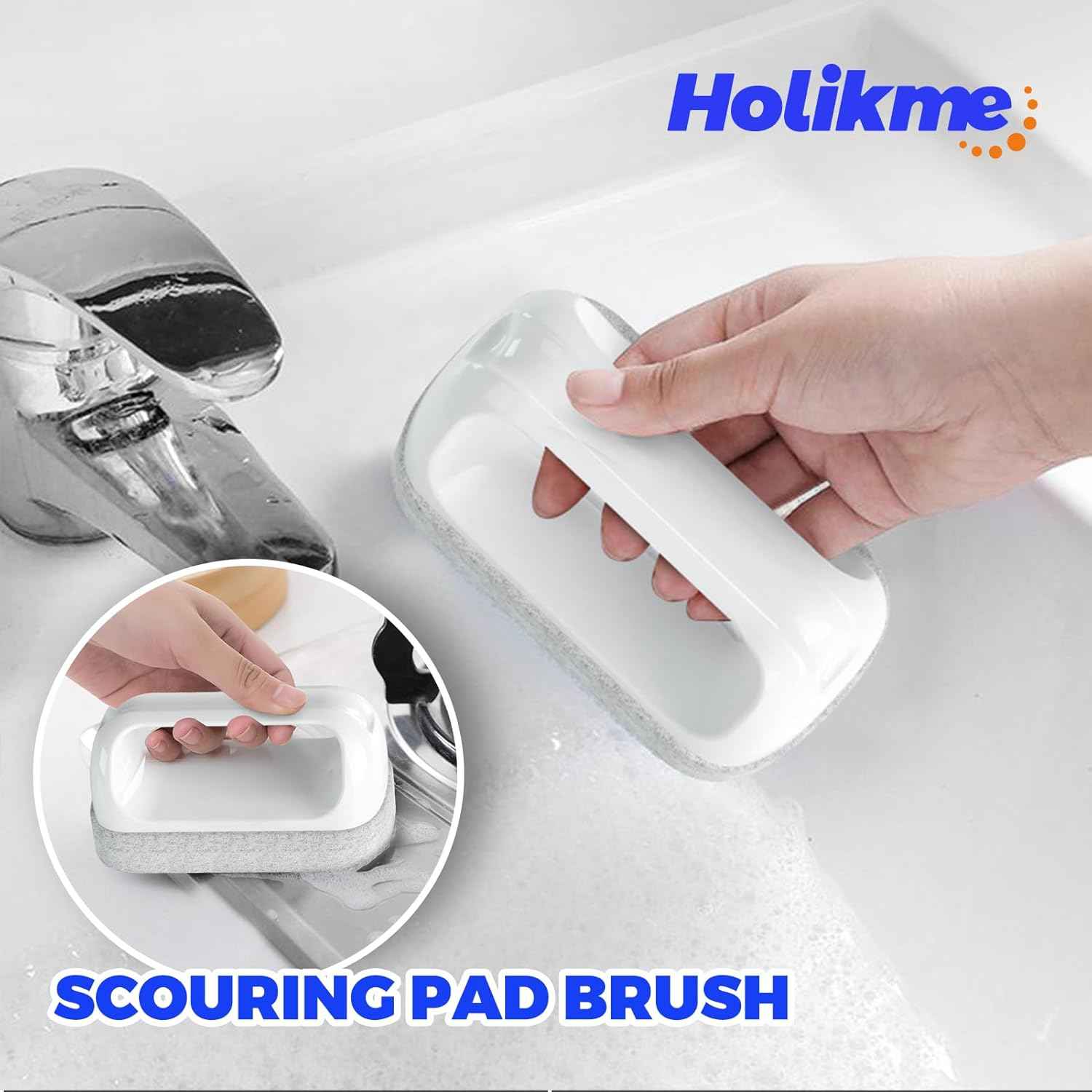 holikme 6-pack kitchen cleaning brush set eco-friendly green durable nylon bristles